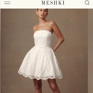 Meshki Eileen White Strapless Lace Mini Dress - new with tags!
